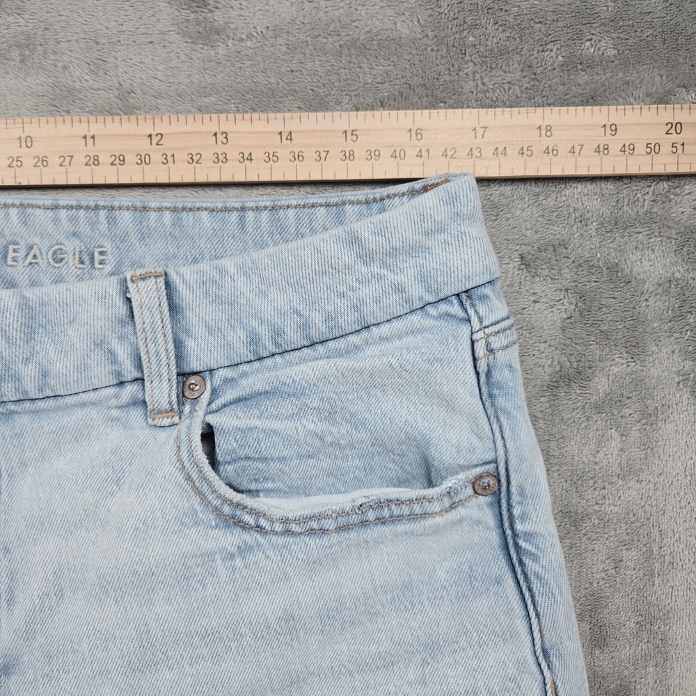 American Eagle Curvy Stovepipe Jeans Womens 12 Regular Light Wash Wide Raw Hem - Picture 6 of 9